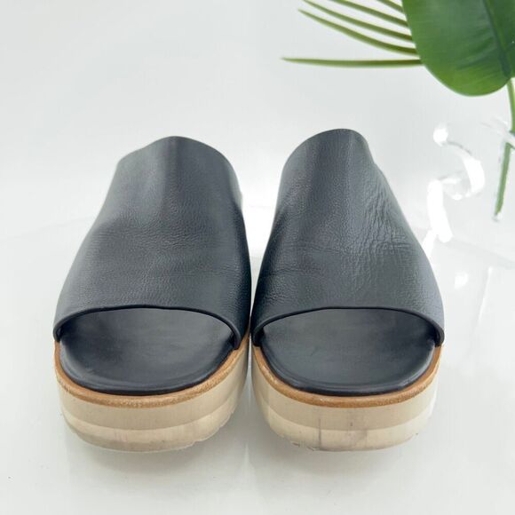 Vince Sarria Sandals Women's Size 9.5 Black Leather Platform Slide Comfy Wedge - Picture 6 of 16
